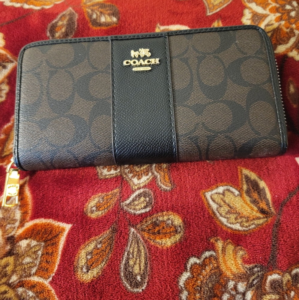 CoachSignature Brown and Black Wallet.